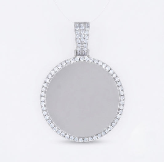 Sterling silver memorial picture pendant with sparkling cubic zirconia