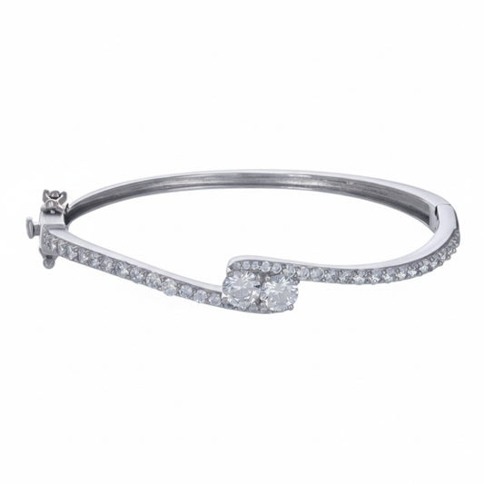 925 sterling silver fashion bangle with white sapphires for women
