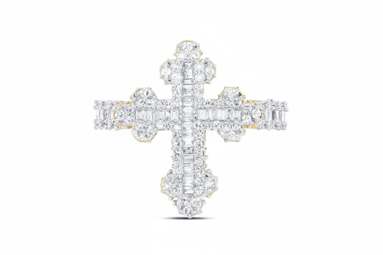 Women’s diamond cross ring crafted in 10k yellow gold