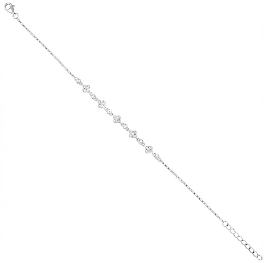 Women’s sterling silver four-leaf clover good luck bracelet