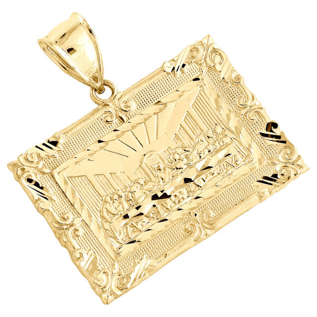 10k yellow gold The Last Supper charm, a meaningful religious pendant for necklaces