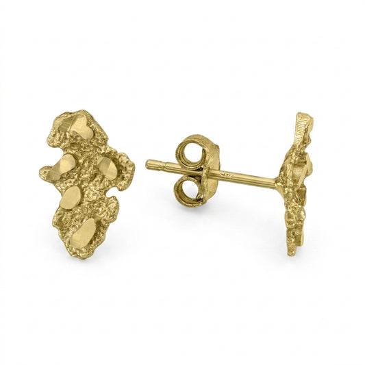 10k yellow gold nugget stud earrings for women