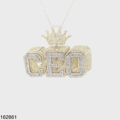 10K CEO Pendant available in Rose/White and Yellow/White