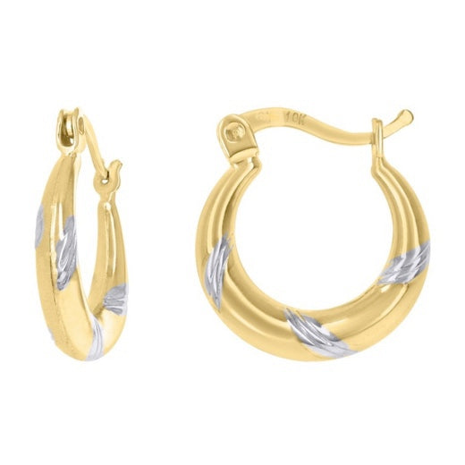 10kt Two-Tone Gold Womens Twisted Hoop Earrings