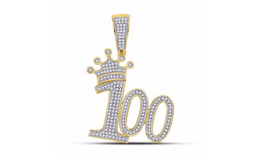 Diamond 100 Hundred Crown Charm Pendant
