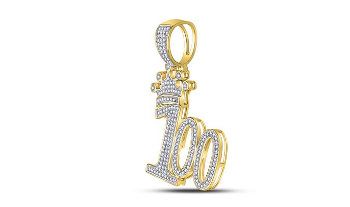 Diamond 100 Hundred Crown Charm Pendant