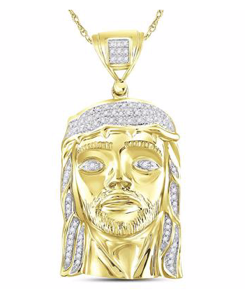 Diamond Jesus Face Charm Pendant