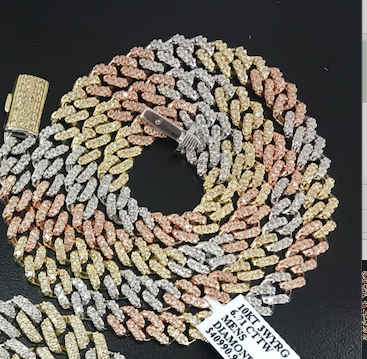 Mens Tri-Tone Cuban Diamond Necklace