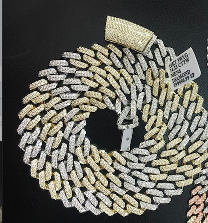 Mens Diamond Two-Tone Cuban Necklace