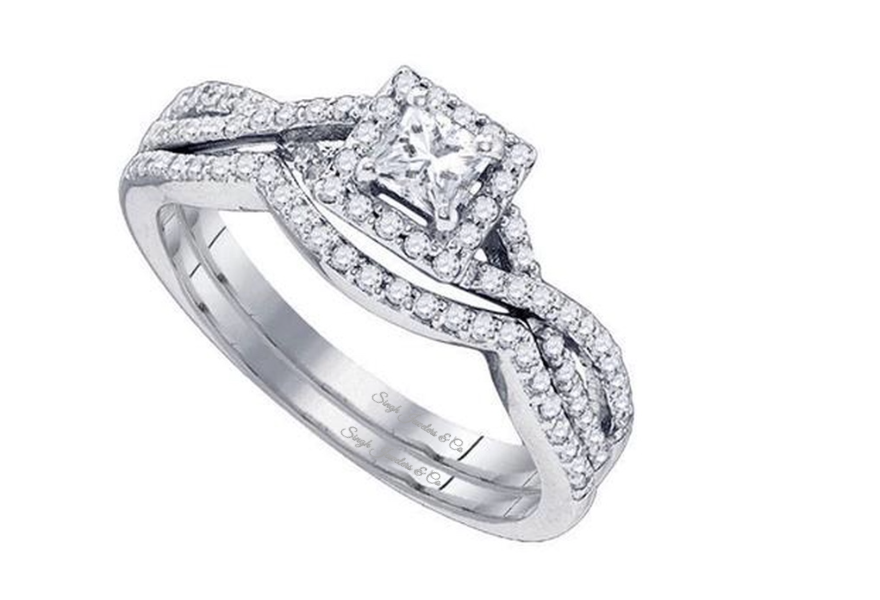 14K Twisted Shank Bridal Wedding Ring Set