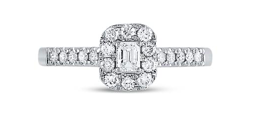 14K Emerald Cut Diamond Engagement Ring