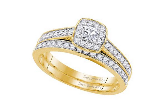 14K Princess Cut Diamond Bridal Ring Set