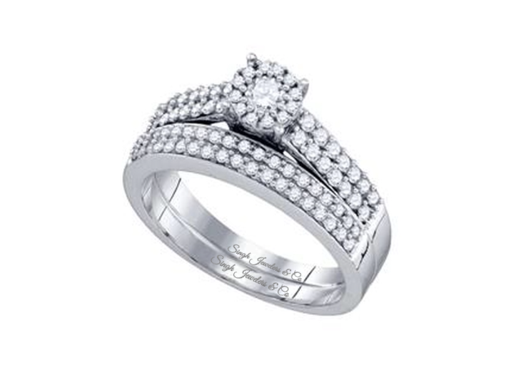 14K Round Diamond Bridal Wedding Ring Set