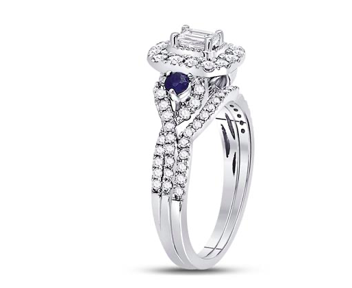 14K Emerald Cut Bridal Wedding Ring Set