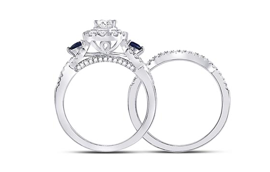 14K Oval Diamond Bridal Wedding Ring Set
