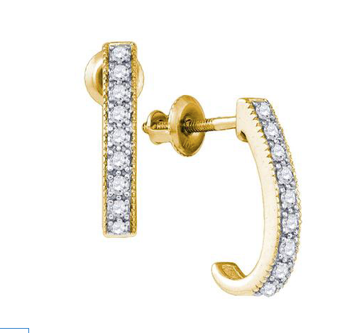 10K Half J Diamond Earrings