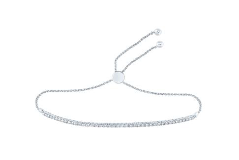 10K Diamond Single Row Bolo Bracelet