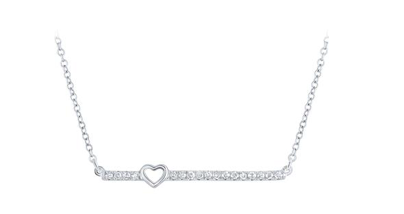 10K Diamond Heart Bar Necklace