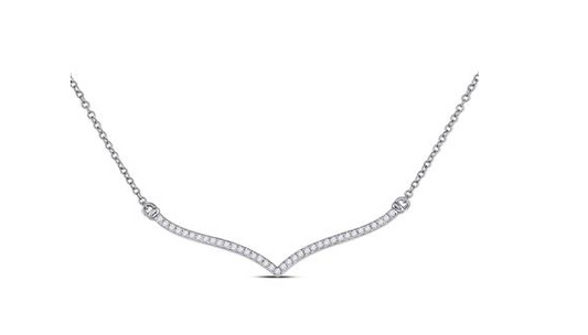 10K Diamond Contoured Bar Pendant Necklace