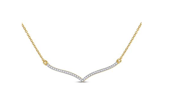 10K Diamond Contoured Bar Pendant Necklace
