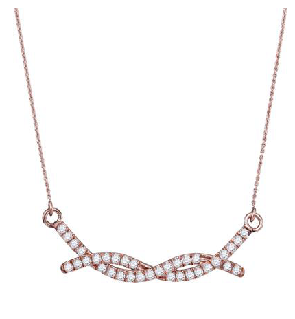 10K Rose Gold Dia Twisted Bar Necklace