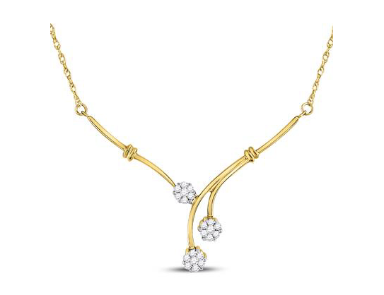14K Triple Flower Diamond Necklace