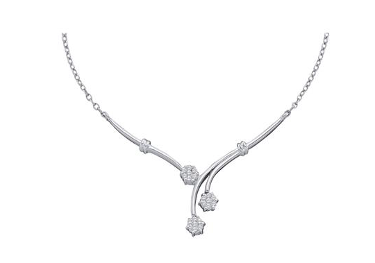 14K Triple Flower Diamond Necklace