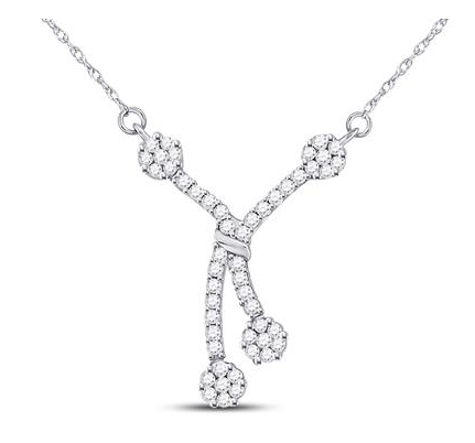 14K Diamond Dangle Flower Necklace