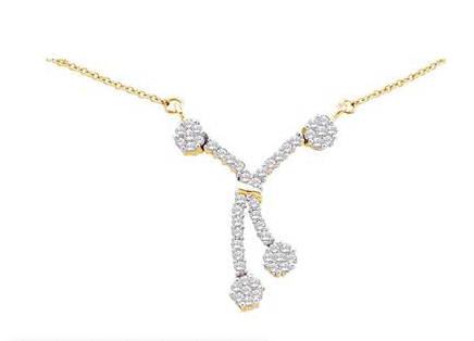14K Diamond Dangle Flower Necklace