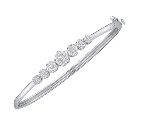 14K Flower Diamond Bangle Bracelet