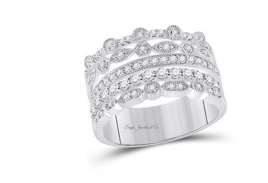 10K Stacked Diamond Band Ring