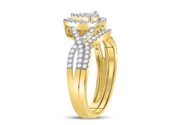 10K Pear Diamond Bridal Wedding Ring Set