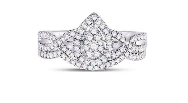 10K Pear Diamond Bridal Wedding Ring Set