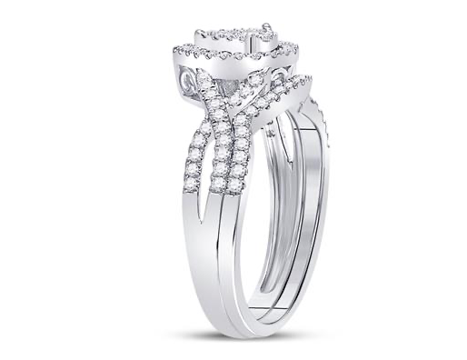 10K Pear Diamond Bridal Wedding Ring Set