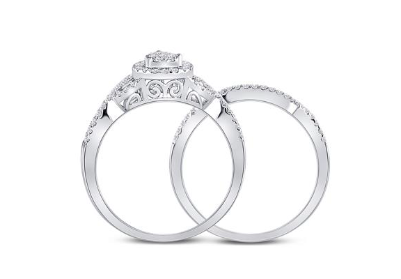 10K Pear Diamond Bridal Wedding Ring Set