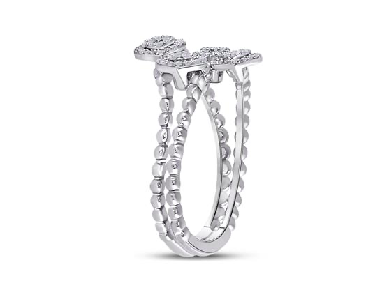 10K Beaded Geometric Wrap Dia Fashion Ring