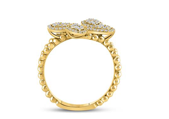 10K Beaded Geometric Wrap Dia Fashion Ring