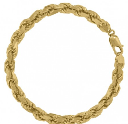 10kt-Gold Solid Rope Chain 8mm