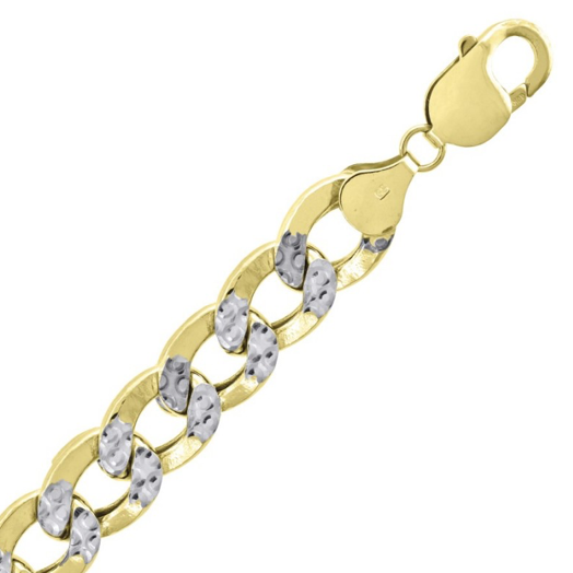 10kt Two-Tone Gold Hollow Pave Cuban Chain 10.8mm