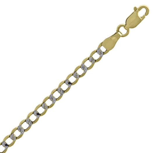 10kt-Gold Hollow Pave Cuban Chain 4mm