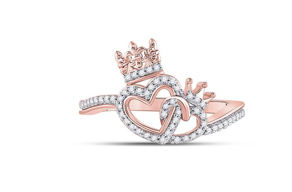 10K King Queen Heart Diamond Ring