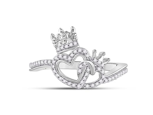 10K King Queen Heart Diamond Ring