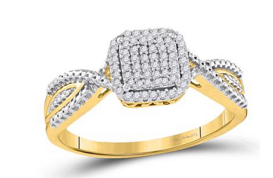 10K Yellow Gold Square Diamond Ring