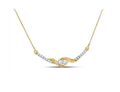 14k Solitaire Round Diamond Forever Hearts Together Necklace