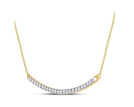 14k Single Row Curved Bar Diamond Necklace
