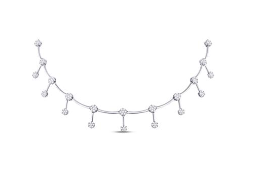 14K White Gold Flower Diamond Necklace