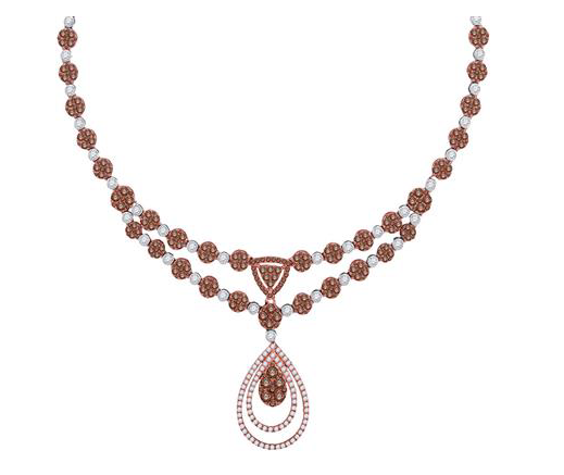 14K Rose Gold Teardrop Diamond Necklace