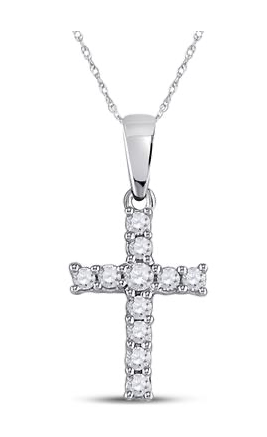 14K Round Diamond Cross