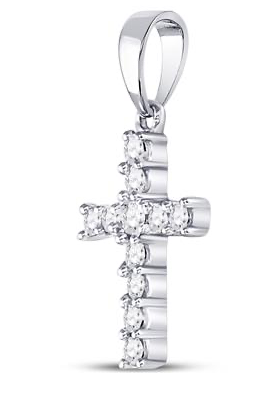 14K Round Diamond Cross