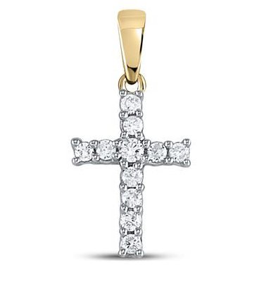 14K Round Diamond Cross